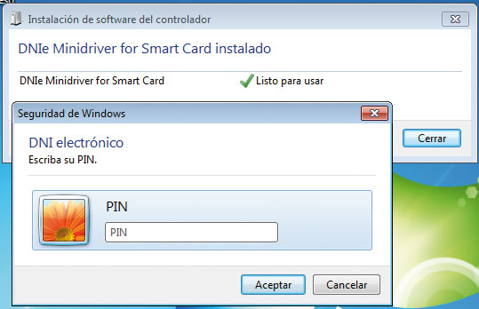 captura de pantalla de DNIe minidriver